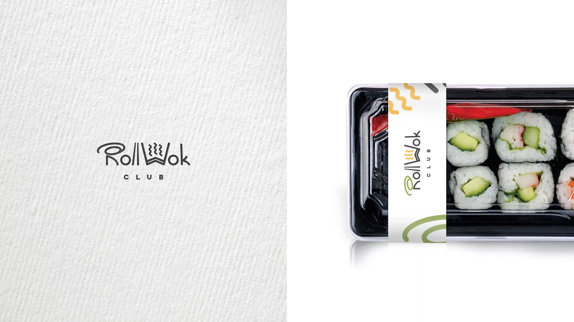 Разработка наклеек для суши-бара «Roll Wok Club» в Дедовске